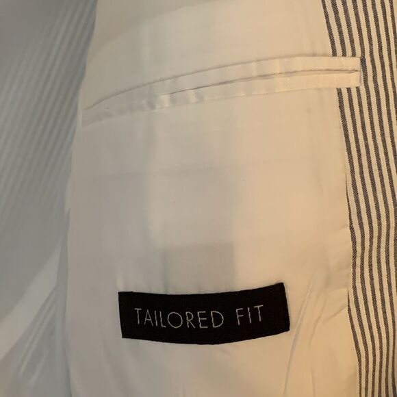 Jos.A Bank Cotton Blue White Striped Men's Blazer Pockets Two Button Size 48R - Picture 11 of 12